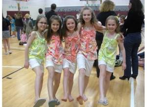 Grace and her friends backstage at their 3rd grade variety show